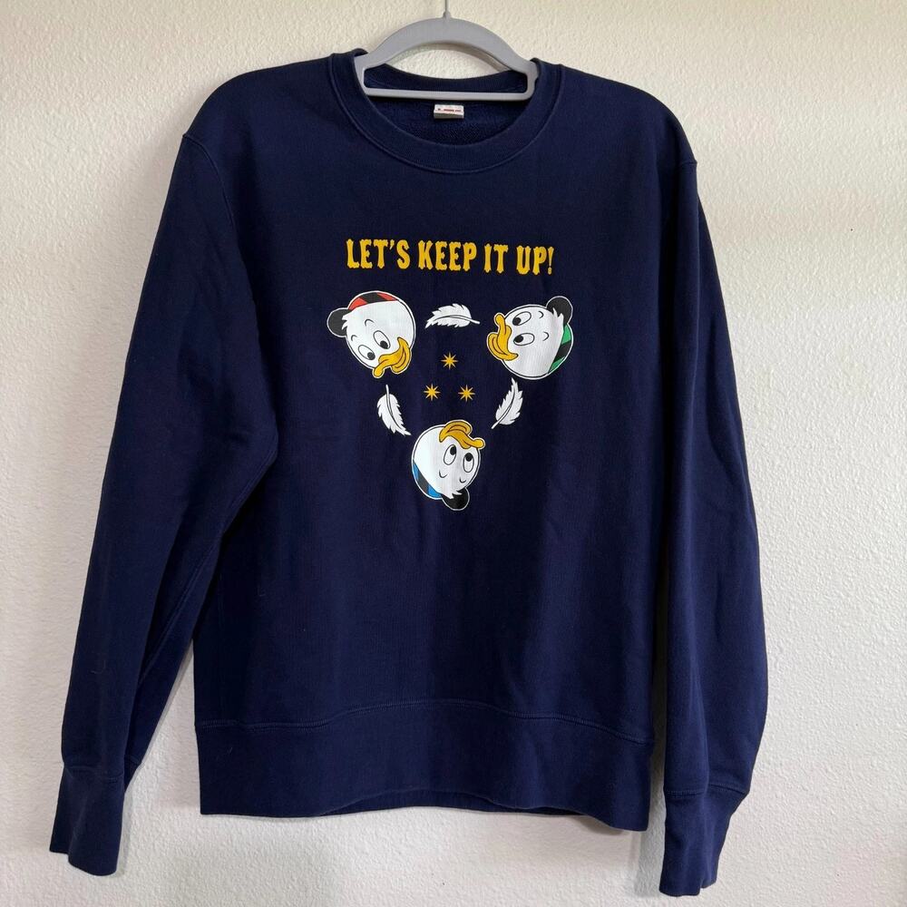 UT Uniqlo Disney Sweatshirt Mens XXS Blue Huey Dewey Louie Duck Graphic NWT